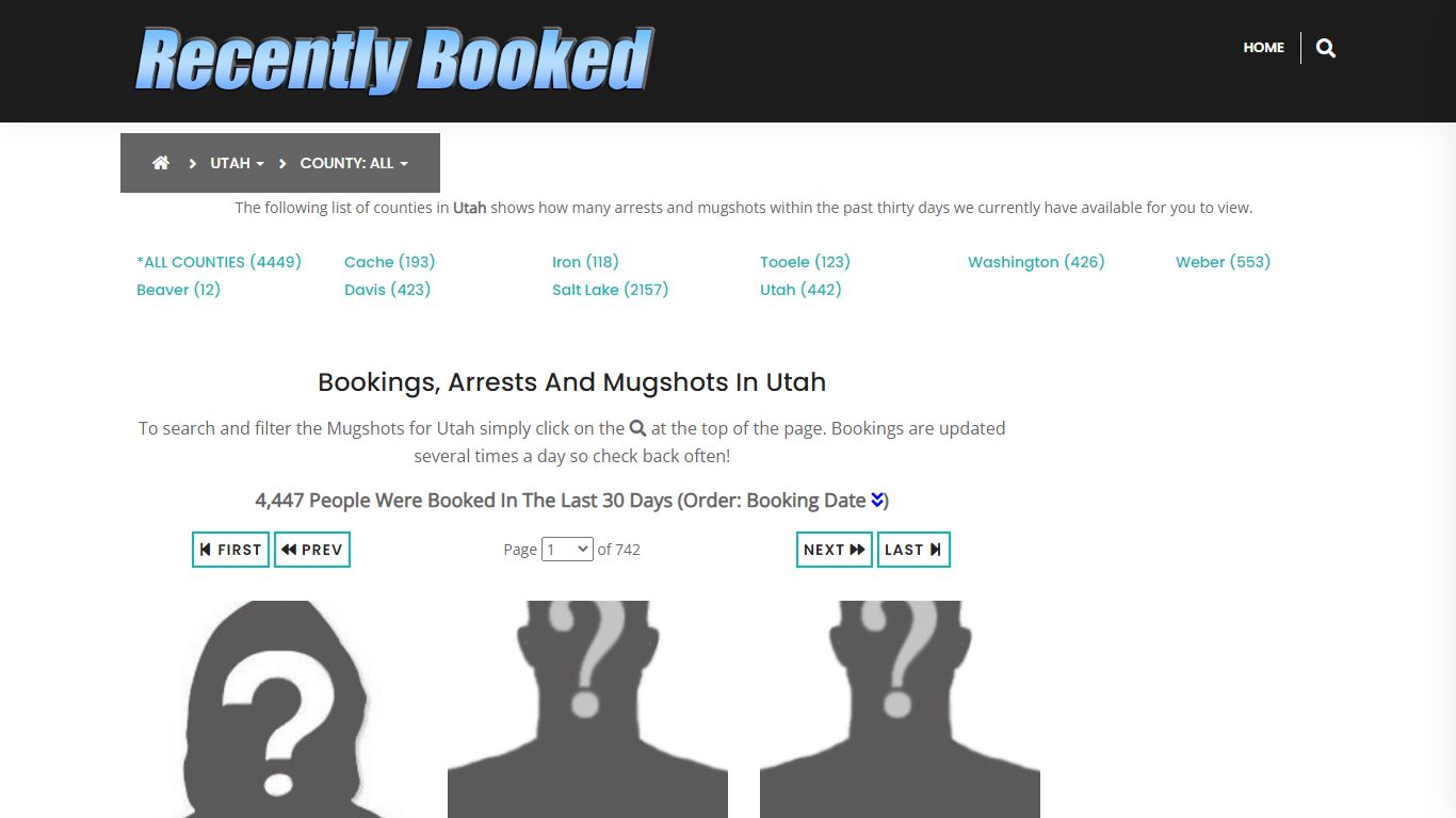 Recent bookings, Arrests, Mugshots in Salt Lake County, Utah